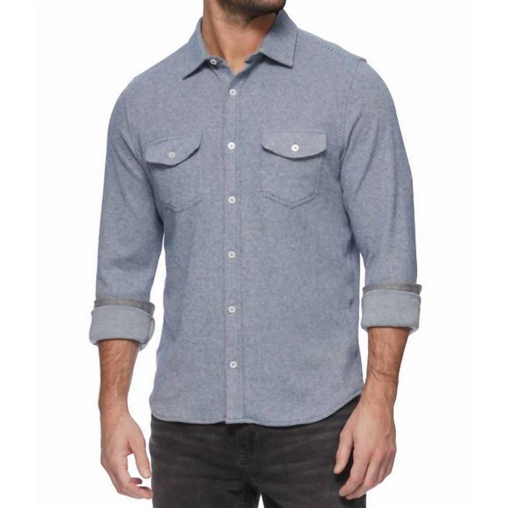 NEW FLAGS & ANTHEM hero twill knit flannel shirt in blue